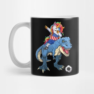 Dabbing Unicorn Dino T-Rex Flag Soccer Lovers Mug